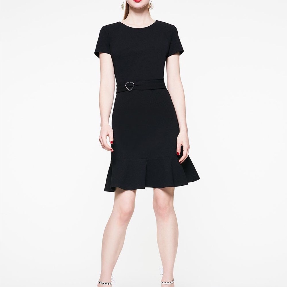 Black Betsey Johnson Dress with Heart Detail Back Cutout Size 14 NWT